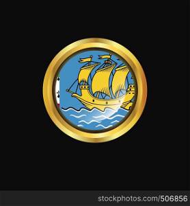 Saint Pierre and Miquelon flag Golden button