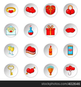 Saint Valentine day icons set. Cartoon illustration of 16 Saint Valentine day vector icons for web. Saint Valentine day icons set