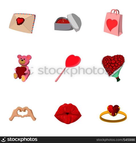 Saint Valentines day icons set. Cartoon illustration of 9 saint Valentines day vector icons for web. Saint Valentines day icons set, cartoon style