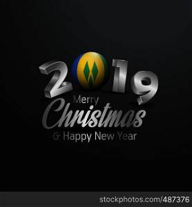 Saint Vincent and Grenadines Flag 2019 Merry Christmas Typography. New Year Abstract Celebration background