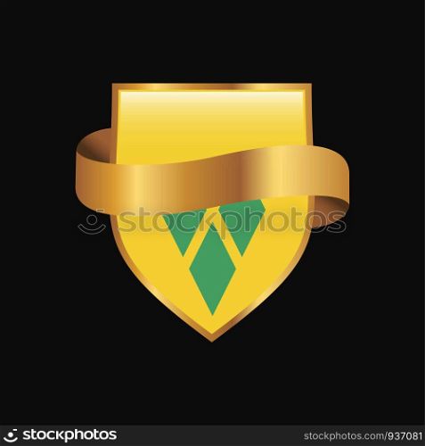 Saint Vincent and Grenadines flag Golden badge design vector