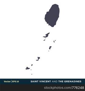 Saint Vincent and the Grenadines - North America Countries Map Icon Vector Logo Template Illustration Design. Vector EPS 10.