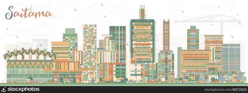 Saitama Japan City Skyline with Color Buildings. Vector Illustration. Business Travel and Tourism Concept with Modern Architecture. Saitama Cityscape with Landmarks.