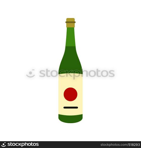 Sake bottle icon in flat style isolated on white background. Sake bottle icon, flat style