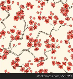 Sakura blossoms seamless pattern background vector illustration