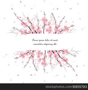 Sakura branch decoration. Vector illustration Sakura branch decoration. Floral background. Pink flowers
