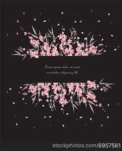 Sakura branch decoration. Vector illustration Sakura branch decoration. Floral background. Pink flowers. Banner template