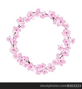 Sakura cherry blossom flower for sufface design .Circle wrreath for card or invitations. Sakura cherry blossom cirkle wreath flower design