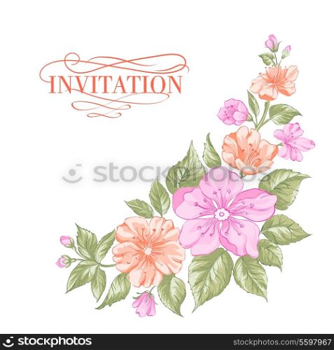 Sakura holiday invitation card. Vector illustration.