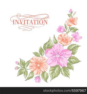 Sakura holiday invitation card. Vector illustration.