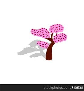 Sakura tree icon in isometric 3d style isolated with shadow on white background. Sakura tree icon, isometric 3d style