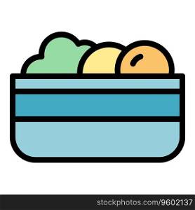 Salad bowl icon outline vector. Food restaurant. Bar meal color flat. Salad bowl icon vector flat