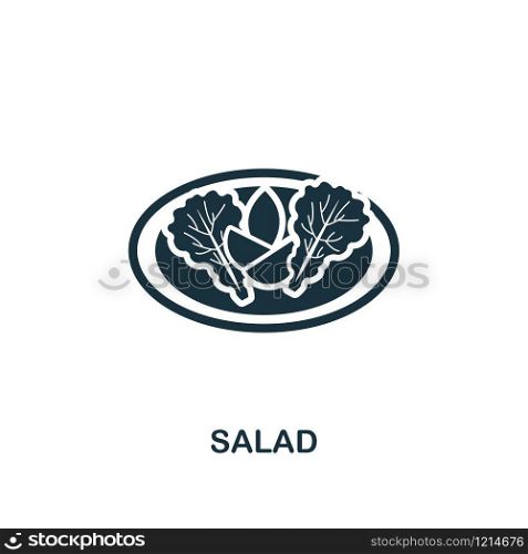 Salad creative icon. Simple element illustration. Salad concept symbol design from meal collection. Can be used for mobile and web design, apps, software, print.. Salad icon. Monochrome style icon design from meal icon collection. UI. Illustration of salad icon. Pictogram isolated on white. Ready to use in web design, apps, software, print.