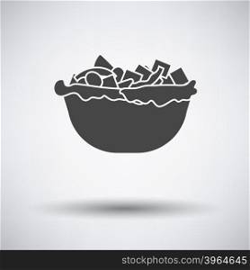 Salad in plate icon. Salad in plate icon on gray background with round shadow. Vector illustration.