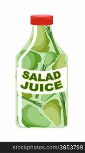 Salad juice. Juice from fresh vegetables. Lettuce in a transparent bottle. Vitamin drink for healthy eating. Vector illustration.&#xA;