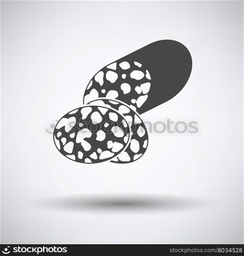 Salami icon on gray background, round shadow. Vector illustration.