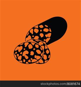 Salami icon. Orange background with black. Vector illustration.