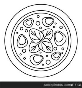 Salami meat pizza icon. Outline salami meat pizza vector icon for web design isolated on white background. Salami meat pizza icon, outline style