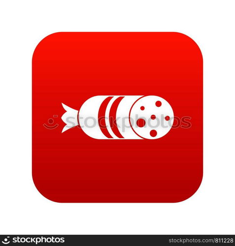 Salami sausage icon digital red for any design isolated on white vector illustration. Salami sausage icon digital red