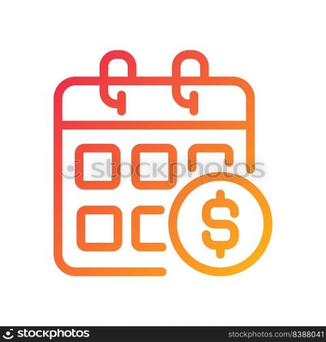 Salary pixel perfect gradient linear vector icon. Monthly income. Regular paycheck. Annual earning schedule. Paid leave. Thin line color symbol. Modern style pictogram. Vector isolated outline drawing. Salary pixel perfect gradient linear vector icon