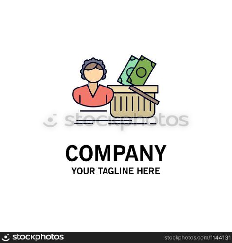 Salary, Shopping, basket, shopping, female Flat Color Icon Vector