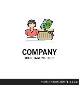 Salary, Shopping, basket, shopping, female Flat Color Icon Vector
