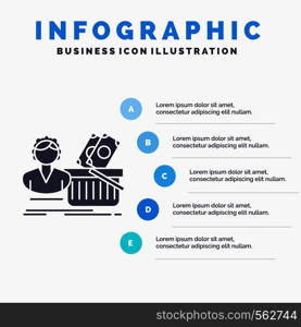 Salary, Shopping, basket, shopping, female Infographics Template for Website and Presentation. GLyph Gray icon with Blue infographic style vector illustration.. Vector EPS10 Abstract Template background
