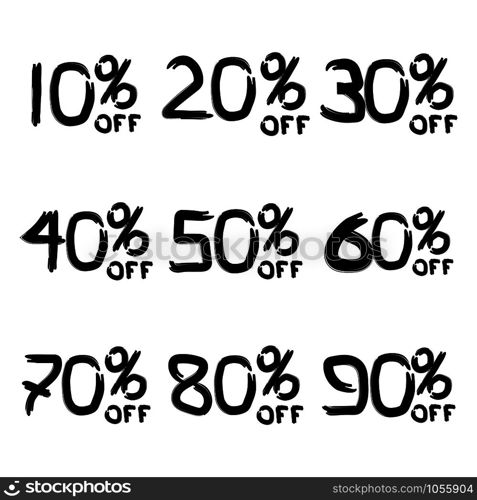 Sale 10-90% set inscriptions icons. Vector eps