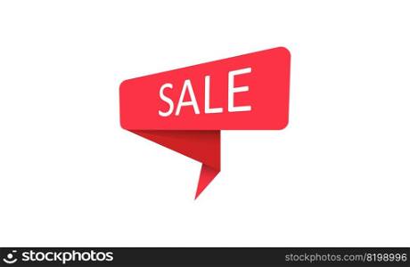 Sale. A red banner, pointer, sticker, label or speech bubble for apps, websites and creative ideas. Vector design