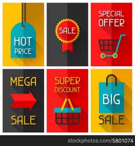 Sale and shopping advertising posters in flat design style. Sale and shopping advertising posters in flat design style.