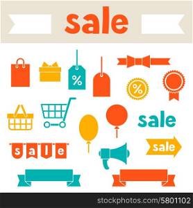 Sale and shopping icons various design elements. Sale and shopping icons various design elements.