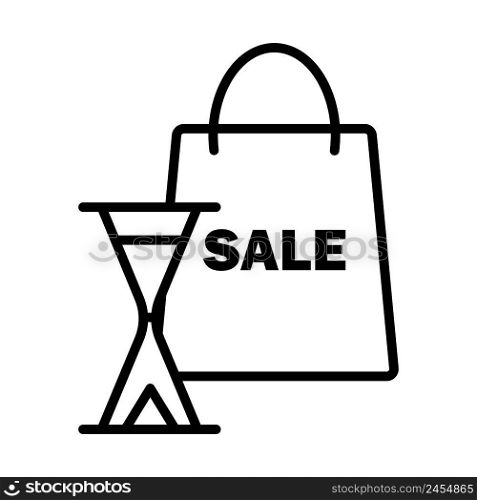 Sale Bag With Hourglass Icon. Bold outline design with editable stroke width. Vector Illustration.