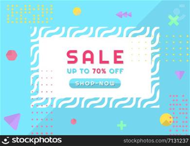 Sale banner abstract geometric modern memphis design with colorful shape and halftone. vector illustration
