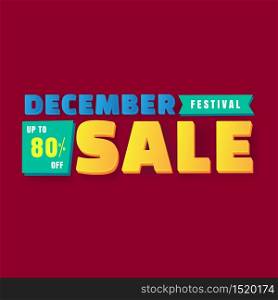 Sale banner December festival template design. Vector