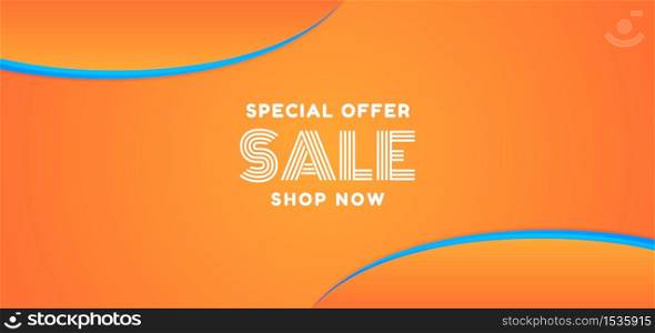 Sale banner minimal design circle shape style orange colorful with space for content. vector illustration.