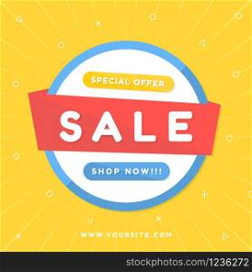 Sale banner modern art design geometric style colorful bright for announce. vector illustration.