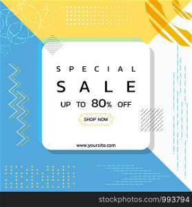 Sale banner modern shopping style discount event the best offer element design. vector illustration