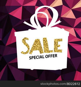Sale banner on Low Poly Bright Pink Background. Sale template. Big sale. Super Sale and special offer. Triangular