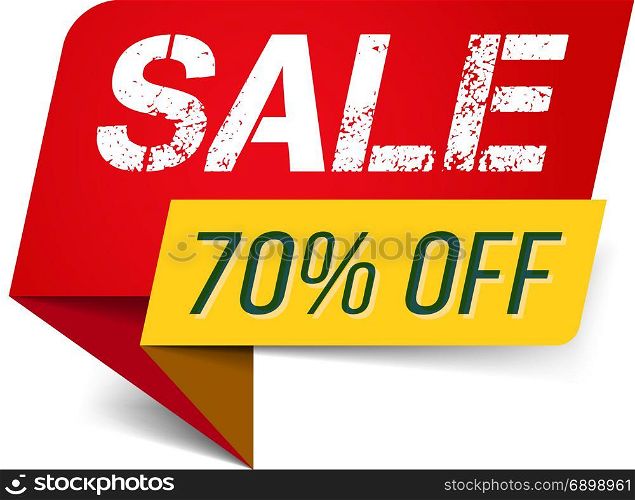 Sale Banner. Red sale banner, 70 percents discount, vector eps10 illustration