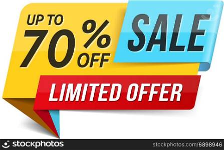 Sale Banner. Sale banner, limited offer, 70% off, advertisement, promotion design, vector eps10 illustration