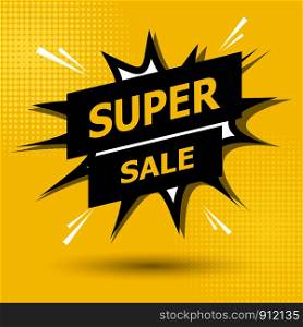 Sale banner template design on yellow background, stock vector