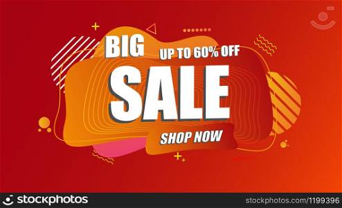 Sale banner template geometric abstract shape design with big sale special discount promotion offer. Red color theme. Rounded speech end of season special offer banner.