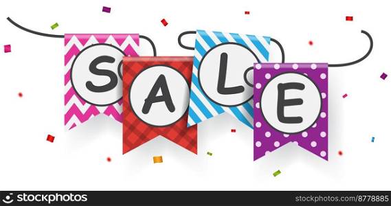 Sale banner with bunting flags