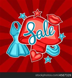 Sale banner with female clothing and accessories. Sale banner with female clothing and accessories.