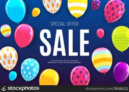 Sale banner with floating balloons. Vector illustration eps10. Sale banner with floating balloons. Vector illustration