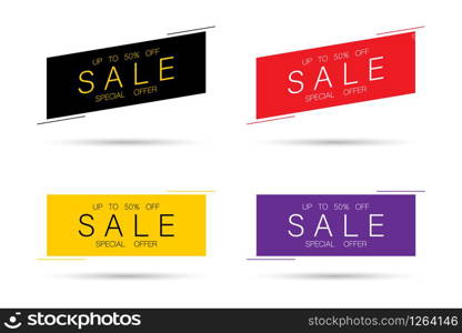 Sale, banners collection. Sale special offer. Up to fifty off. Sale banners vector illustration.