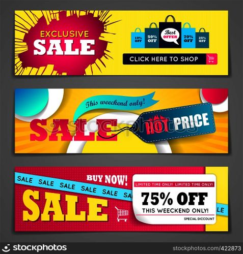 Sale banners design set for web and mobile devices. Sale banners design set
