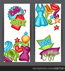 Sale banners with female clothing and accessories. Sale banners with female clothing and accessories.