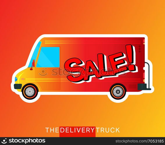 Sale bus isolated. Sale truck isolated. Delivery van. Service vehicle bus. Commercial delivery cargo truck. Vector illustration