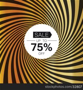 Sale card template. On golden rays background